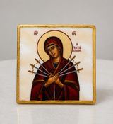 Panayia with Seven Swords Marble Icon