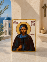 Saint Anastasios Small Marble Icon