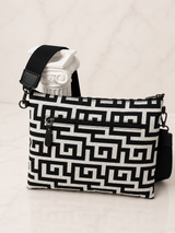 Black/Grey Meander Adjustable Cross-Body Bag