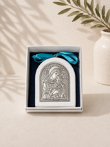 Kids Silver Panayia & Jesus Icon - White