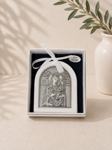 Kids Silver Panayia & Jesus Icon - White