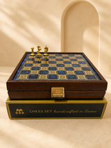 Handcrafted Chess Set - Blue & Gold