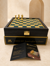 Handcrafted Chess Set - Green & Gold