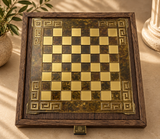 Handcrafted Greek Key Chess Set