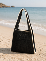 Woven Mati Beach Bag - Black
