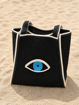 Woven Mati Beach Bag - Black