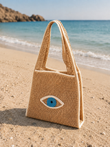 Woven Mati Beach Bag - Beige