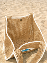 Woven Mati Beach Bag - Beige