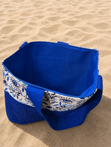 Blue Mati Olive Leaf Beach Bag