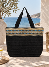 Black & Gold Meander Beach Bag