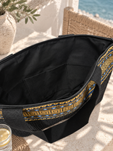 Black & Gold Meander Beach Bag