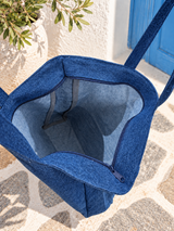 Greek Kalimera Denim Beach Bag