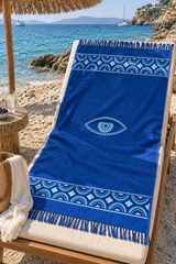 Beach Towel with Mati - Deep Blue