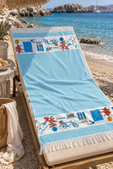 Greek Island Beach Towel - Light Blue