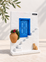 Greek Island Blue Door & Cat Decor