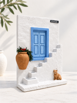 Greek Island Blue Door & Cat Decor