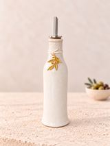 Tall White Olive Oil Dispenser - Olive Branch or Mati Decor