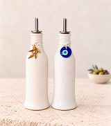 Tall White Olive Oil Dispenser - Olive Branch or Mati Decor