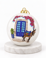 Christmas Bauble - Greek Cat and Blue Door