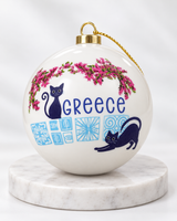 Christmas Bauble - Greek Cat and Blue Door