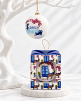 Christmas Bauble - Greek Cat and Blue Door