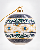 Christmas Bauble - Greek Key & Mati