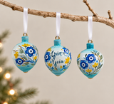 PRE-ORDER - Hand-Painted Mati Greek Wishes XMAS Bauble