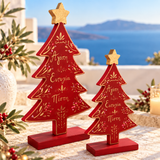 PRE-ORDER Hand-Painted Greek Wishes Christmas Tree - Festive Red