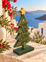 PRE-ORDER Hand-Painted Greek Wishes Christmas Tree - Olive