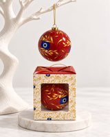 Christmas Bauble - Olive Leaf Mati Red