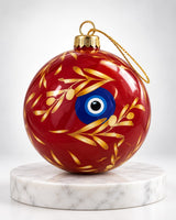 Christmas Bauble - Olive Leaf Mati Red