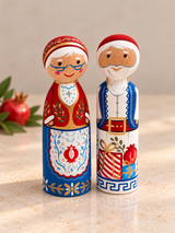 PRE-ORDER Hand-Painted Greek Santa Claus & Mrs Claus - Tall