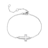 Pearl Cross Silver Bracelet