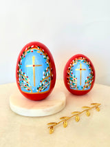 Hand-Painted Easter Egg Decor with Blue Hues