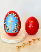 Hand-Painted Easter Egg Decor with Blue Hues