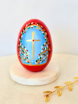 Hand-Painted Easter Egg Decor with Blue Hues