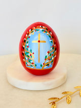 Hand-Painted Easter Egg Decor with Blue Hues