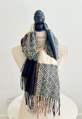 Classic Tones Greek Meander Pashmina Scarf