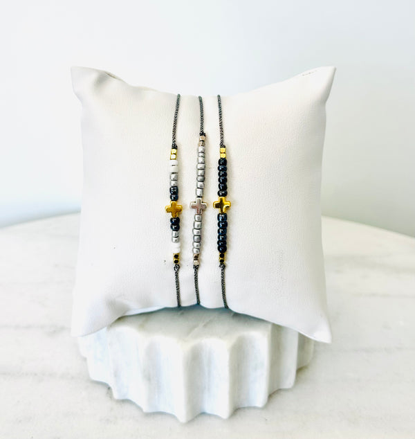Beaded Cross String Bracelet