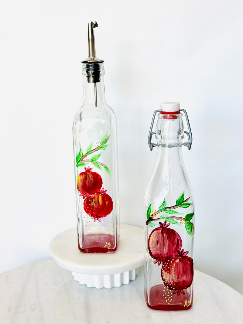 Hand-Painted Pomegranate Oil & Water Pourers