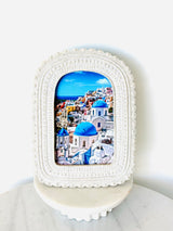 Frame with Iconic Greek Blue Domes Image