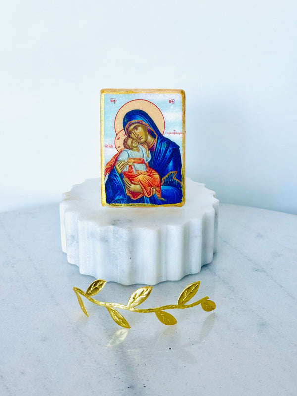 Panayia & Jesus Mini Marble Icons