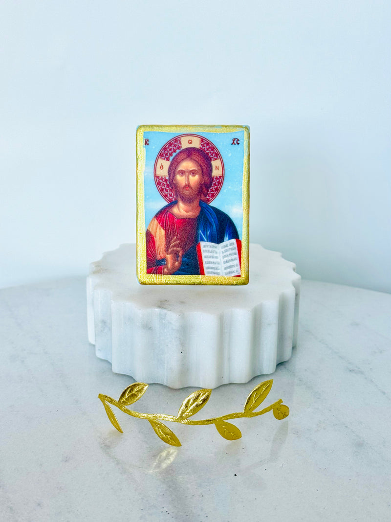 Panayia & Jesus Mini Marble Icons