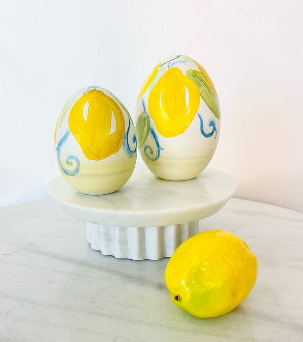 Hand-painted Wooden Lemon Egg Decor
