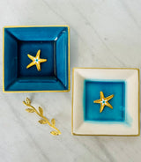 Handmade White & Gold Starfish Trinket Plate