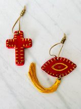 Red & Gold Mati and Cross
