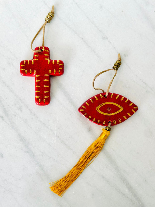 Red & Gold Mati and Cross