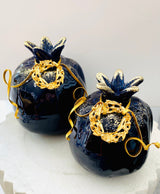 Navy Blue Gold Leaf Pomegranate