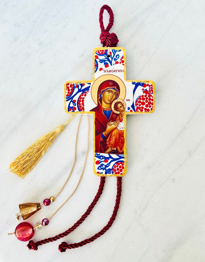 Panayia & Baby Jesus Ceramic Cross