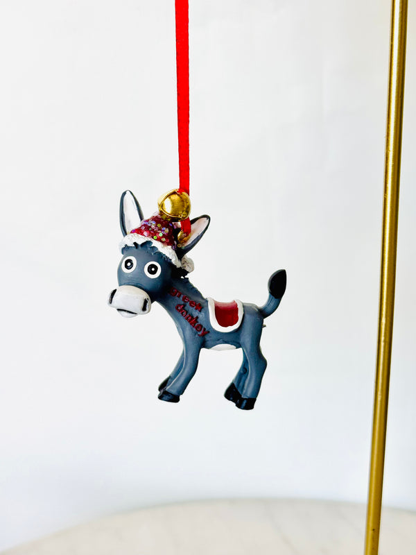 Ceramic Donkey Christmas Ornament